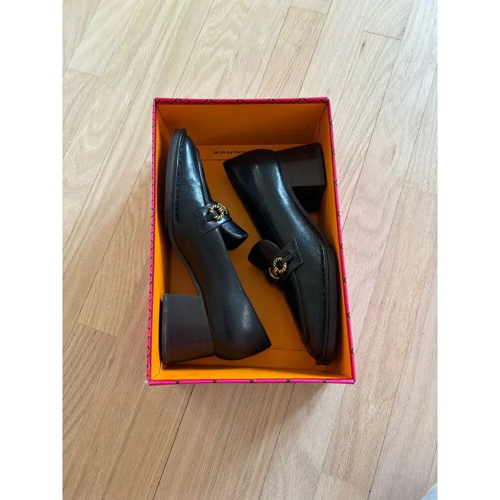 NIB Tory Burch Perrine Heel Loafers, Perfect Black, 7.5
